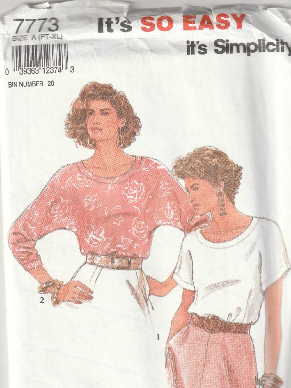 UNCUT Simplicity 7773 sewing pattern tops with dolman style sleeves sizes P-XL